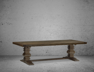 Ensemble de table à manger vietnamienne de luxe et design moderne en bois rustique et en marbre pour meubles de maison et de cuisine - Product Image 1