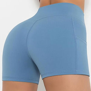 Pantalones cortos de Yoga de cintura alta de calidad superior 2025 con bolsillos Entrenamiento Gimnasio Correr Pantalones cortos deportivos de cintura media para fitness - Product Image 6