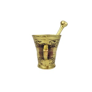 ชุดครก Imam Dasta และสากทองเหลืองบริสุทธิ์ ohkli musal kharal จากอินเดียผู้ผลิตสำหรับการบดสมุนไพรและเครื่องเทศ - Product Image 6