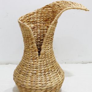 Jarrón de ratán de mimbre hecho a mano ecológico para arreglos florales decorativos naturales en espacios rústicos para el hogar y la Oficina - Product Image 1