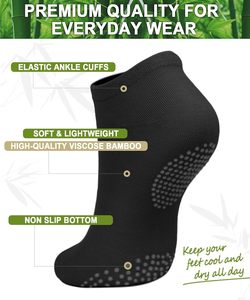 Pares Calcetines de Pilates para mujer Calcetines de agarre antideslizantes para Yoga Barre Hospital Descalzo 90% algodón 10% calcetines de Spandex - Product Image 3