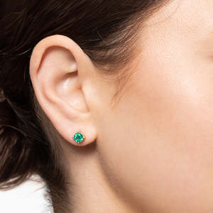 <b>Emerald</b> Cut 14k <b>Gold</b> Lab Grown Diamond <b>Earrings</b> in Rose <b>Gold</b> Plated Setting Trendy Gift for Wedding & Party - Product Image 2