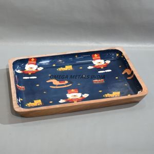 Ensemble de plateaux de luxe en bois de manguier avec de riches motifs organiques et un design minimaliste pour des décors de table sophistiqués - Product Image 5