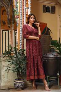 Robe Mirana en pur coton, imprimée à la main, style bohème, vêtement d'été éthique fait à la main - Product Image 3