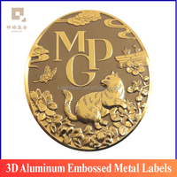 Étiquettes métalliques en aluminium 3D en relief, logo personnalisé pour emballages de luxe
