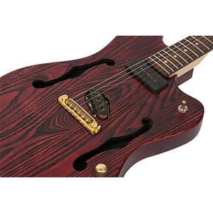 Guitare Slick à corps offset semi-creux en frêne cramoisi vieilli - Product Image 4