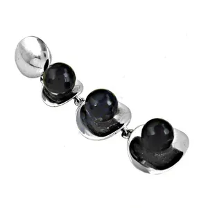 Bracelet minimaliste en argent 925 avec perle noire de Tahiti, perle cultivée ronde, sertie dans un cadre, bijoux unisexe pour tous les jours - Product Image 2