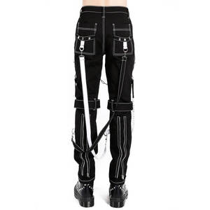 Pantalon en coton gothique, pantalon de style streetwear, clous, fermeture éclair, chaînes, pantalon unisexe - Product Image 2