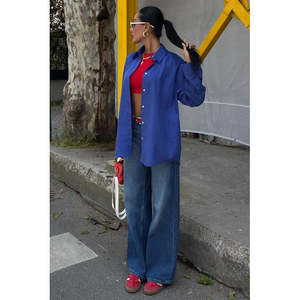 เสื้อเชิ้ตผ้าป๊อปลินทรงโอเวอร์ไซส์คลาสสิก 3421 ดีไซน์เรียบง่ายทันสมัย - Product Image 6