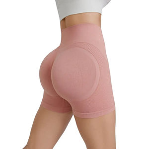 Mejor Venta de alta calidad de entrenamiento deportivo de cintura alta Athletic Fitness Mujeres sin costuras Yoga Shorts Set OEM Butt Lift - Product Image 3