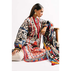 Ensemble 3 pièces en mousseline imprimée avec dupatta brodé, respirant et tendance pour les fêtes de jour - CL-62143 Taille XS, ODM disponible - Product Image 4