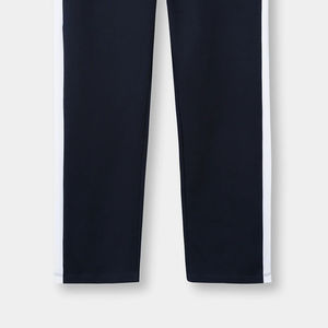 Pantalones rectos informales para hombre 100% tela de enclavamiento azul marino de alta calidad personalizable transpirable ligero cintura elástica - Product Image 3