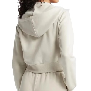 2024 Venta al por mayor Venta caliente Niñas Oversize Zip up Crop Hoodie Acid Washed Blank Cropped Tops Loose Vintage Hoodie Mujer 2025 - Product Image 6