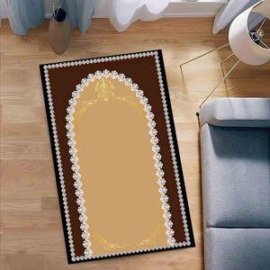 Alfombra de Oración Islámica Marrón: Decoración para Mezquita, Alfombra de Adoración Fácil de Limpiar, Alfombra Delgada No Tejida - Product Image 5