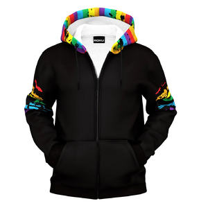 Sudadera con capucha unisex con cremallera completa y logotipo personalizado sudadera de invierno de patrón sólido con cremallera colorida de sublimación para hombres, mujeres y niños - Product Image 1