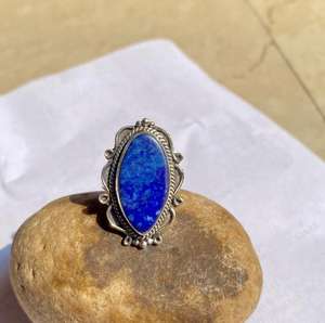 Handmade 925 Sterling Silver Eternity Vermeil <b>Ring</b> Unique Classic Design Natural <b>Lapis</b> <b>Lazuli</b> Gemstone Customized Parties - Product Image 1