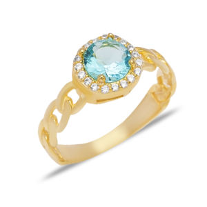 Gourmet diseño redondo Paraiba verde de piedra de Zircon anillo turco hecho a mano de la joyería de la plata esterlina 925 al por mayor - Product Image 3