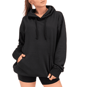 Ventes chaudes de sweats à capuche et de sweat-shirts pour femmes, coton surdimensionné, couleur unie, logo personnalisé brodé, sweats à capuche unisexes pour femmes - Product Image 2