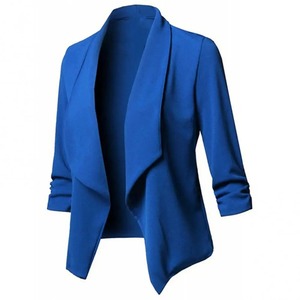 Más chaqueta de mujer de Color sólido Slim Fit Blazer temperamento abrigo de mujer de manga larga de Color sólido traje de cuello chaqueta de traje corto - Product Image 5