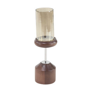 Premium Quality Wooden Candle <b>Holder</b> <b>Stand</b> Brown Shiny Color Wooden and <b>Glass</b> Vintage Mango Wood Christmas & Lighting 2025 - Product Image 1