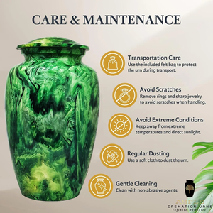 Urne de crémation en métal forêt verte pour les cendres Urne commémorative pour adultes inspirée de la nature - Product Image 4