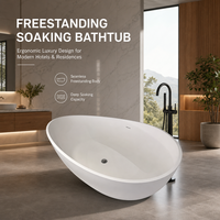 Baignoire autoportante moderne Raison en acrylique pur, plaque de 3,0 mm avec vidange à débordement écologique, certifiée CUPC CE pour hôtel