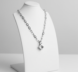Collier tendance de haute qualité certifié par un tiers, unisexe, minimaliste, chaîne à maillons, pendentif en argent 925 plaqué or rhodié, pour usage quotidien - Product Image 1