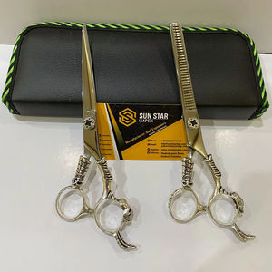 Nouvelle arrivée Ciseaux pour coiffeur en acier inoxydable pur 440C Manche dragon avec lame tranchante et pochette en cuir PU pour barbiers - Product Image 6