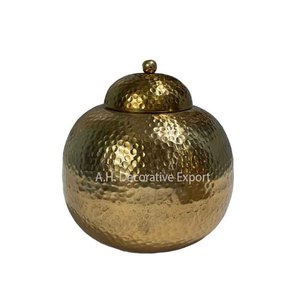 Jarrón Decorativo Dorado con Tapa para el Hogar, Centro de Mesa para Bodas, Diseño Martillado, Maceta, Nuevo Diseño, Venta Especial, Jarrón de Mesa - Product Image 2