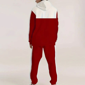 ชุดเซ็ตเสื้อฮู้ดและกางเกงขายาวผู้ชาย 2 ชิ้น ผ้าฝ้าย 100% น้ำหนักปานกลาง สีสันตัดกัน แขนยาว ทรงปกติ ใส่สบาย เหมาะสำหรับฤดูหนาว - Product Image 2