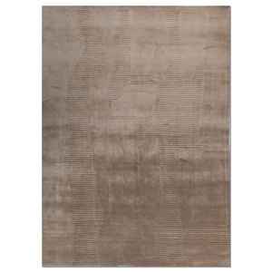 Alfombra Grande de Lana Tejida a Mano Tesoro en Beige y Marrón con Patrón Abstracto para Entrada, Dormitorio o Pasillo - Hwt-84 - Product Image 1