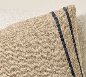 Indigo Striped Luxury Woven Cotton <b>Throw</b> <b>Pillow</b> with Zipper Closure Eco-Friendly & Breathable 400TC Removable & Washable 50x50cm - Product Image 3