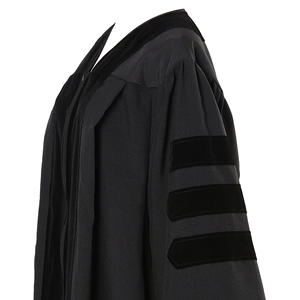 Gaun wisuda band kualitas tinggi untuk topi & gaun kelulusan dokter PhD beludru hitam perguruan tinggi yang disesuaikan - Product Image 4