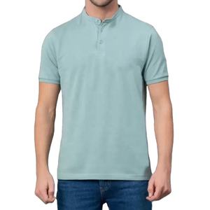 Tricoté à manches courtes coupe ajustée 100% coton de haute qualité pour hommes, décontracté, couleur unie, anti-rides, logo personnalisé brodé pour chemise - Product Image 1