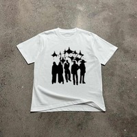 T-shirts graphiques personnalisés en gros, de haute qualité, 100% coton, coupe ample à épaules tombantes, en tissu tricoté respirant