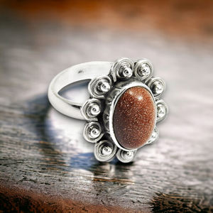 แหวน925รูปดอกทานตะวันสีแดงธรรมชาติเงินสเตอร์ลิงสำหรับเครื่องประดับแฮนด์เมดของเธอขายส่งผู้ส่งออก - Product Image 3