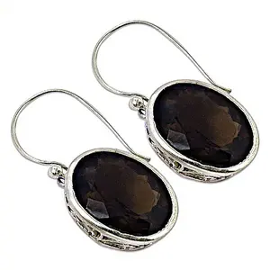 Boucles d'oreilles pendantes en argent 925 avec quartz fumé pour femmes, style vintage avec diamant taille poire, bijoux tendance en or blanc et jaune - Product Image 2