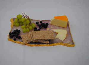 Plato de cuarzo rosa con adorno dorado, bandeja de cuarzo rosa Natural, queso, de alif crystal, venta al por mayor - Product Image 4