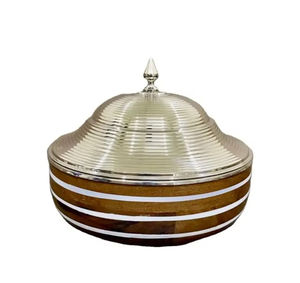 Dernier arrivage Couvercle argenté et marmite en bois Look de luxe Casserole de qualité supérieure Serveur de chauffe-plats élégant pour les fêtes d'hôtel de mariage - Product Image 2