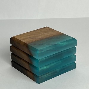 Posavasos únicos de madera personalizados, alfombrilla para taza de té, posavasos único redondo cuadrado de resina, almohadilla para taza de aislamiento térmico, resina epoxi - Product Image 3
