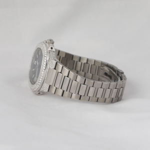 Reloj de pulsera de diamante Moissanite para Unisex con esfera azul oscuro numérico reloj de diseño loco de mano personalizado de lujo solo reloj con bisel - Product Image 2