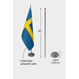 Drapeau d'intérieur officiel de la Suède, personnalisé, 3x5 pieds, impression numérique, nylon, polyester, soie, fibre de verre, aluminium - Product Image 6