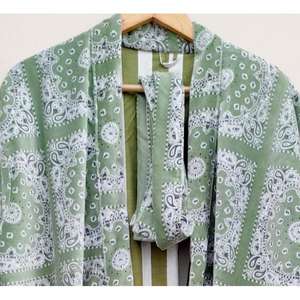 Kimono de alta calidad para mujer, bata de terciopelo, Color verde claro, batas de Kimono, bata de baño, ropa de dormir de manga larga - Product Image 2