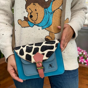 กระเป๋าสะพายหนังแท้สำหรับผู้หญิงทำจากหนังขนสัตว์วัสดุรีไซเคิลกระเป๋าถือหนังแท้ทรงสั้นหนังสัตว์ใหม่ - Product Image 1