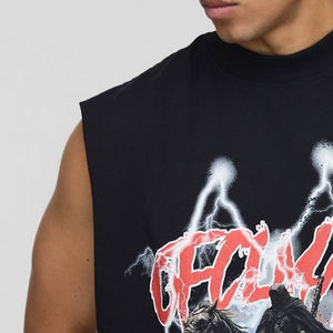 Vente directe d'usine, débardeur pour homme sur mesure, haute qualité, respirant, col rond, coton/polyester, couleur et logo personnalisés, vêtements de fitness - Product Image 4