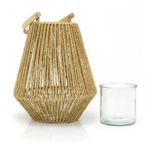 Lanterne à bougie suspendue tissée-Lanterne à bougie en jute décorative à l'intérieur et à l'extérieur - Product Image 1