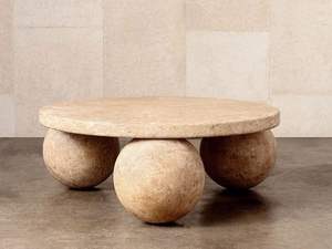 <span class=keywords><strong>Table</strong></span> à café moderne personnalisée <span class=keywords><strong>en</strong></span> marbre, <span class=keywords><strong>salon</strong></span> d'hôtel, design de luxe, sphère sculptée basse ronde <span class=keywords><strong>en</strong></span> <span class=keywords><strong>travertin</strong></span> - Product Image 3