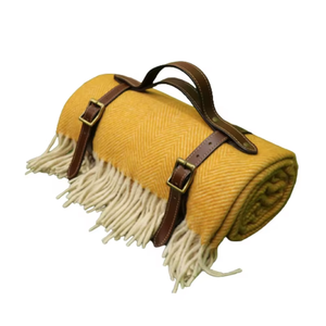 Manta de lana de color mango elegante con tejido de espiga Manta ligera, duradera y cómoda - Product Image 6