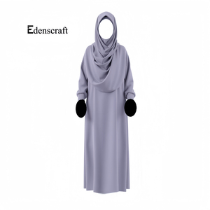 Elegante Simple de longitud completa de poliéster modesto Abaya vestido de oración de las mujeres para los musulmanes ropa islámica de moda sólida para Jilbab - Product Image 1