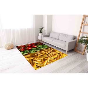 พรมลายพาสต้าอิตาเลียน เป็นมิตรกับสิ่งแวดล้อม ดีไซน์ทันสมัยผสมผสานความดั้งเดิม ทำจากผ้าวูลเชนิลล์แบบแพทช์เวิร์ค พร้อมแผ่นรองหลังทำจากยางลาเท็กซ์ - Product Image 3